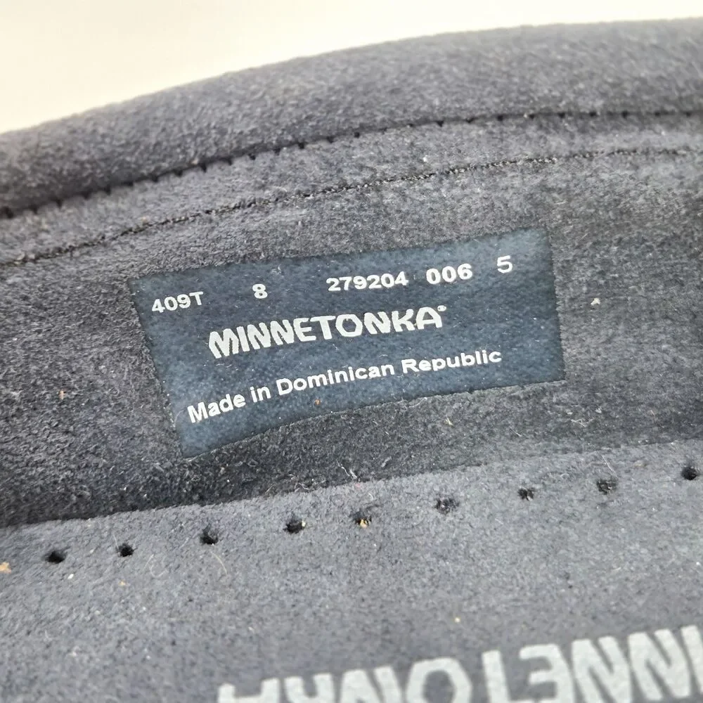 Minnetonka Cally Moccasin Slippers Women’s Size 8 Dark Navy Suede 4014 NIB